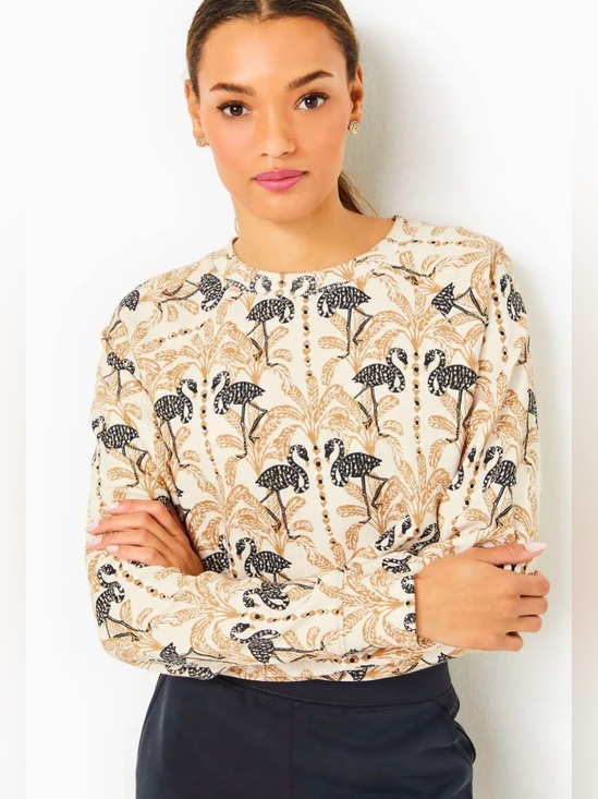 Lilly Pulitzer Sweaters - Lilly Pulitzer Zelek Cotton Pullover in "Deeper Coconut Lil Stir It Up"